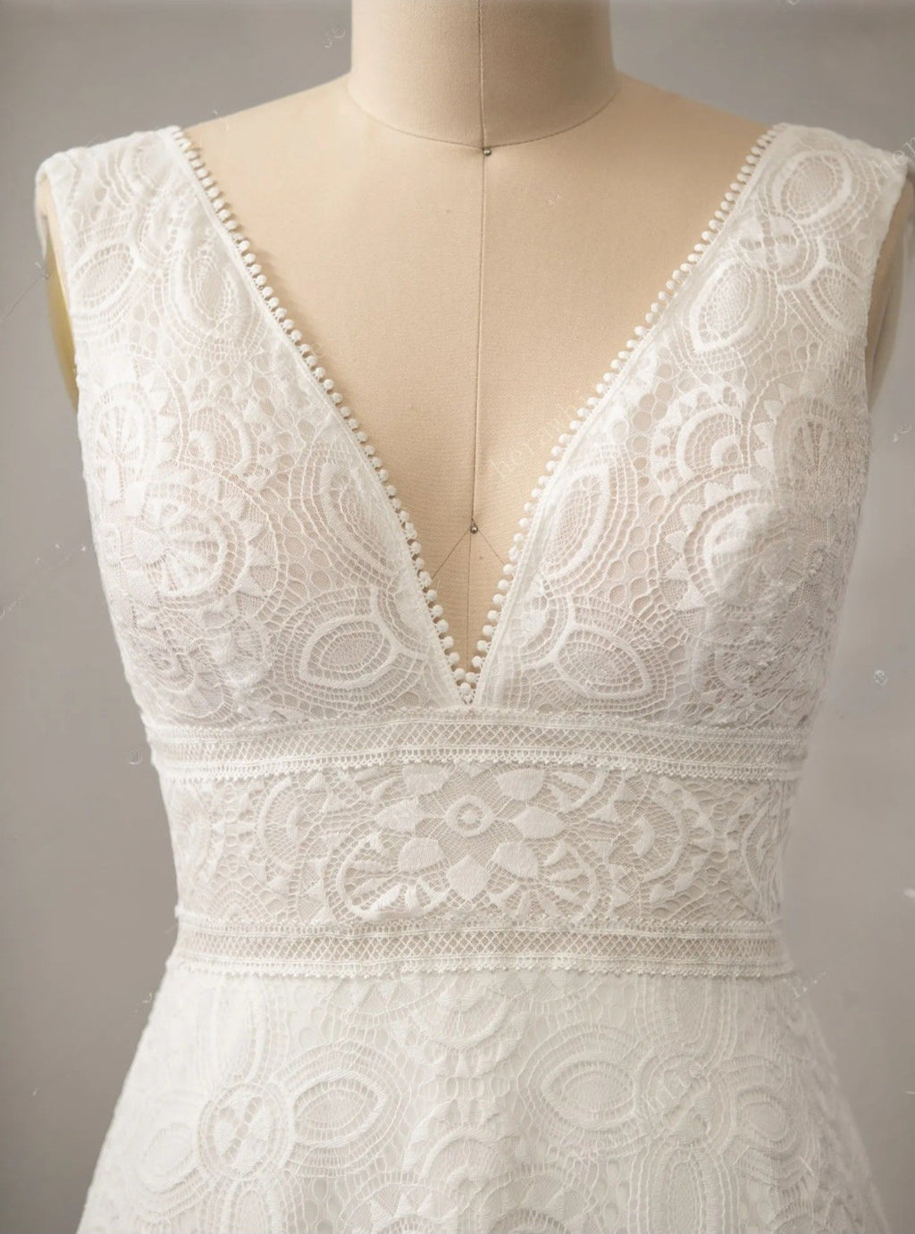 Forêt: All-Over Lace A-Line Gown with Defined Waist