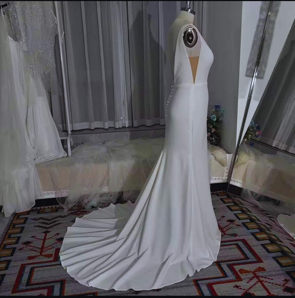 Déesse: Modern Mermaid Gown with Attached Sheer Cape