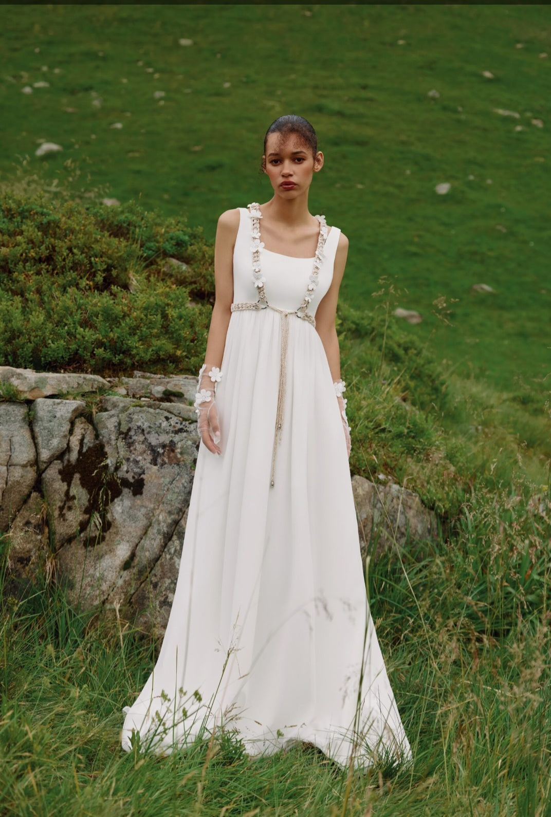 Francesca: Minimalist A-Line Gown with Square Neckline and Artisanal Options
