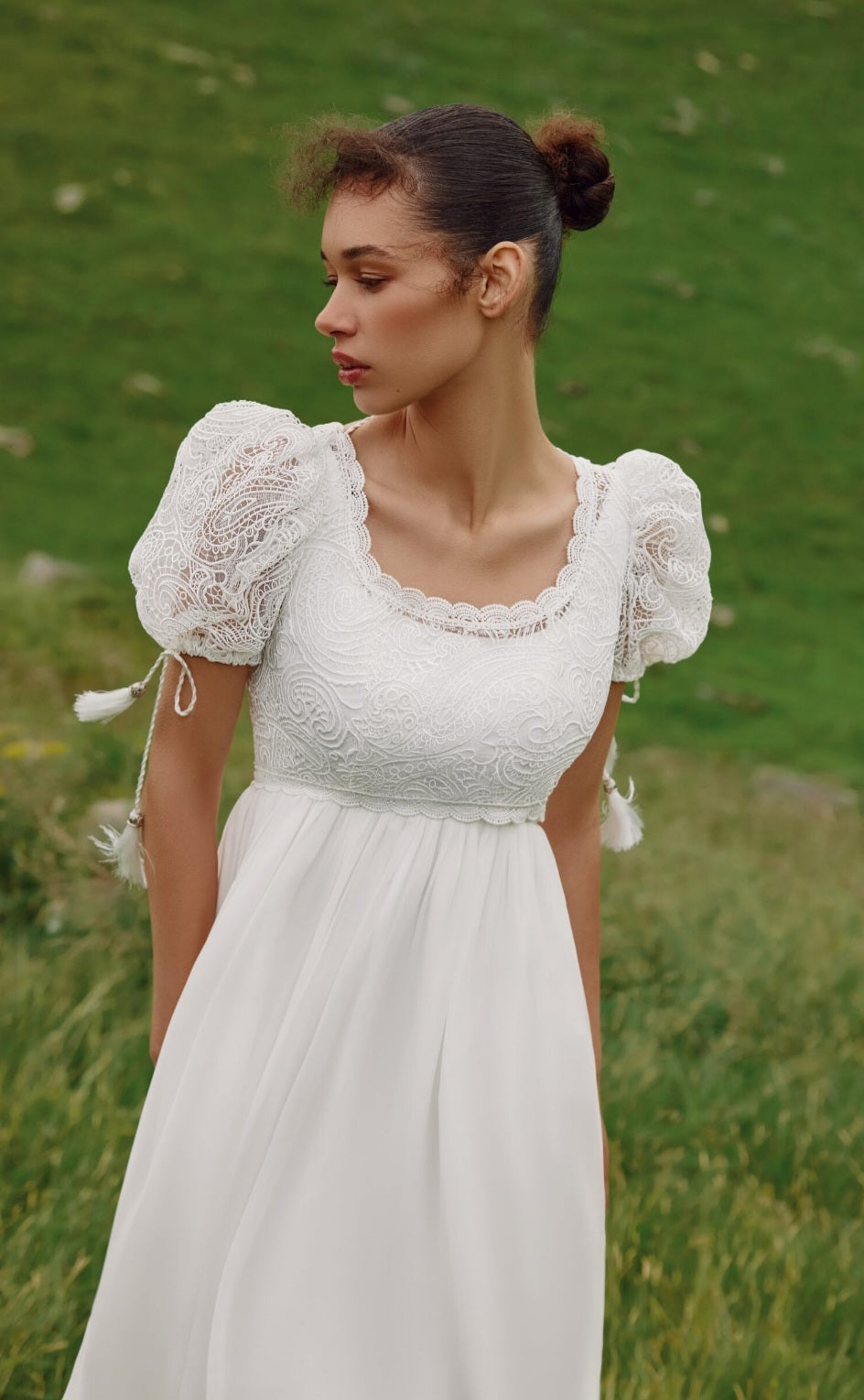 Francesca: Minimalist A-Line Gown with Square Neckline and Artisanal Options