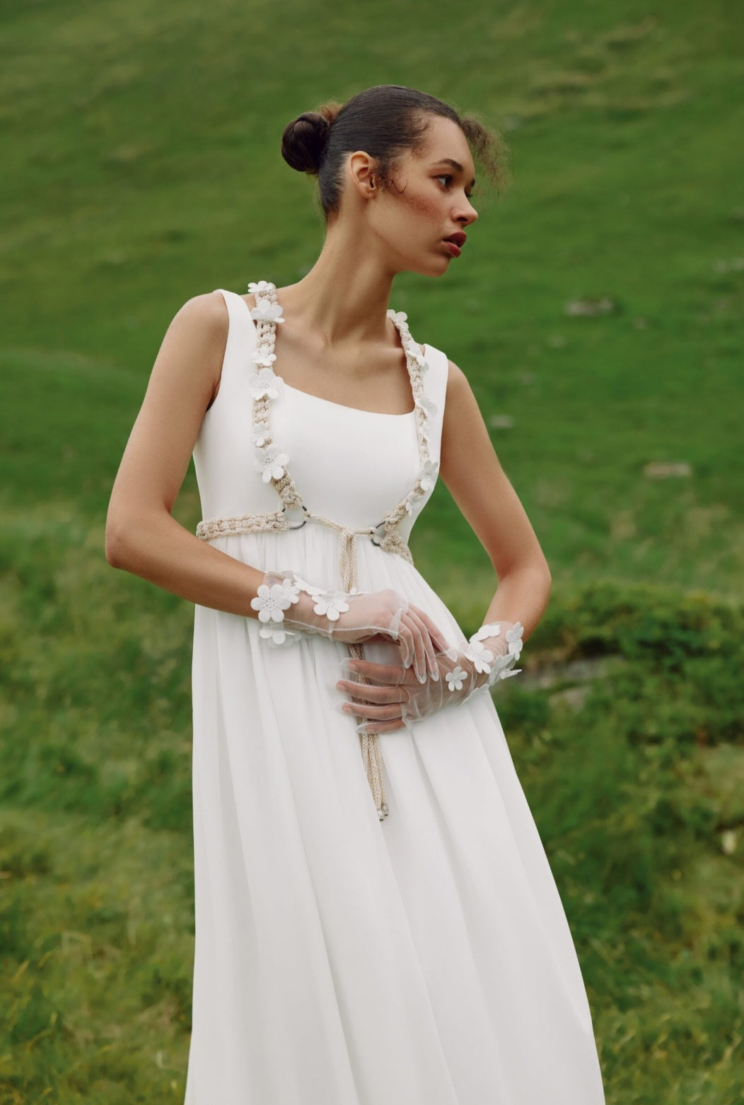 Francesca: Minimalist A-Line Gown with Square Neckline and Artisanal Options