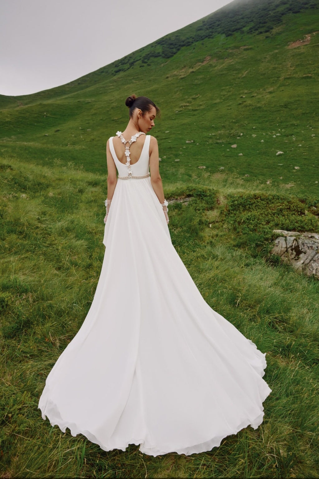 Francesca: Minimalist A-Line Gown with Square Neckline and Artisanal Options