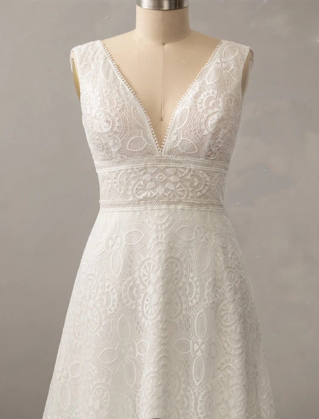 Forêt: All-Over Lace A-Line Gown with Defined Waist