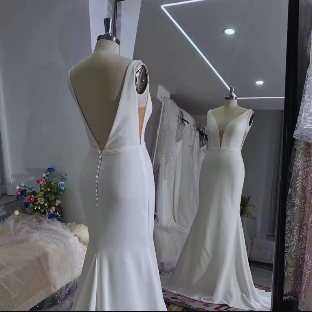 Déesse: Modern Mermaid Gown with Attached Sheer Cape